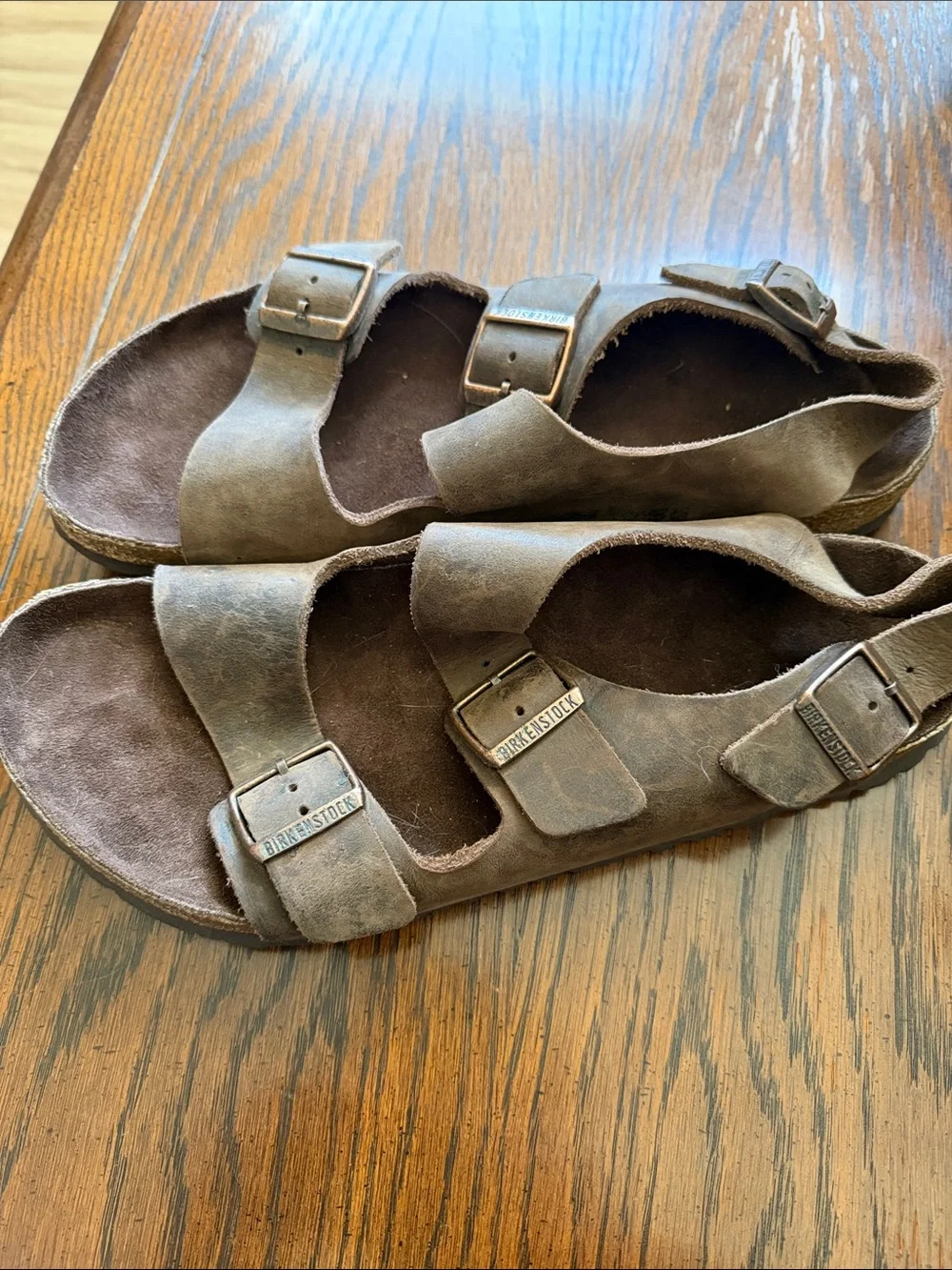 Birkenstock Brown Dual-Buckle Suede Sandals with Backstrap